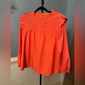 Michelle McDowell Women's Ruffled Orange Top long sleeve size large stylish